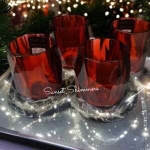 4pc RACHEL ZOE Red ACRYLIC CRYSTAL TUMBLER Drink GLASS SET Christmas Valentines